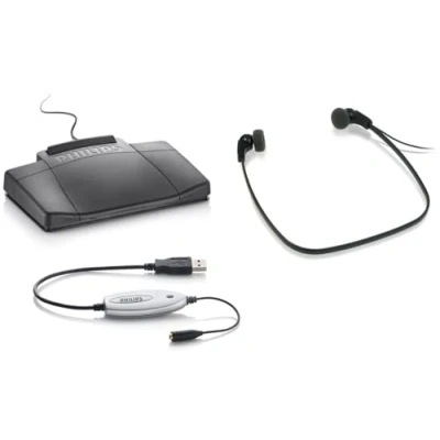 Abbildung von Philips LFH5220/03 Wiedergabe Set, USB Fußschalter ACC2310, Kopfhörer LFH0334, Audio Adapter, Treiber und Dienstprogramme CD, Anthrazit