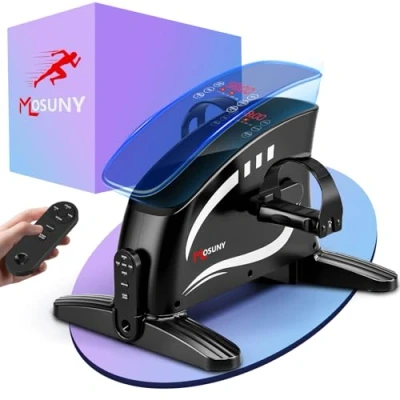 Abbildung von MOSUNY Pedaltrainer, 2025 Verbesserter Pedaltrainer für Zuhause Elektrisch mit großem LCD Display, Arm und Beintrainer Fernbedienung &amp; Antirutschmatte, Mini Heimtrainer Senioren, Fitnessgeräte