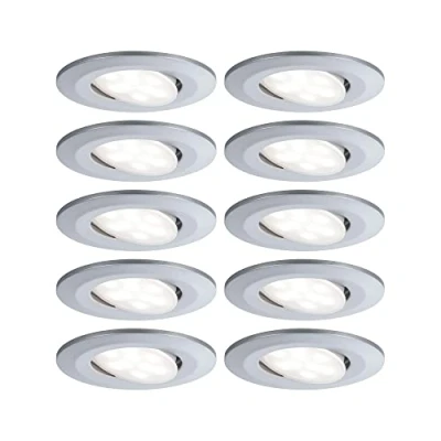 Abbildung von Paulmann 99925 LED Einbauleuchte Calla rund 10er Set incl 10x6,5W IP65 dimmbar Einbaustrahler Chrom matt Schranklicht Kunststoff Einbaulampe 4000K