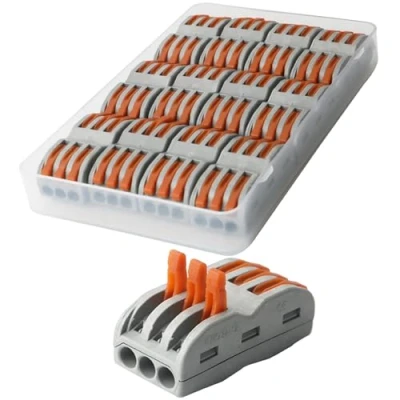 Abbildung von Kabelverbinder, CESFONJER SPL 3 Verbindungsklemmen, Schnellanschlussklemme mit Betätigungshebel Bilateral Leiter Klemme (12 pcs)