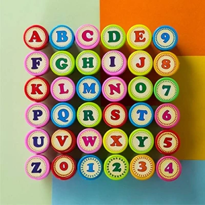 Abbildung von Kesote 36x Stempel Buchstaben Zahlen Stempelset Kinder Selbstfärbend Einschulung Schulanfang Geschenk Schule