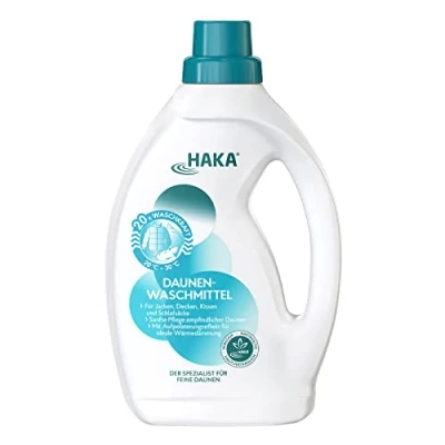 Abbildung von HAKA Daunenwaschmittel 1 Liter Flasche I Zur Reinigung von Daunenprodukten für 20 Waschgänge Verbessert die Wärmedämmeigenschaft Mit Aufpolsterungseffekt