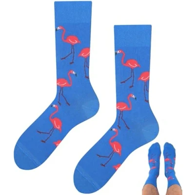 Abbildung von TODO Colours Lustige Flamingo Socken Herren, Flamingos Lustig Rosa Lover Blue 43 46