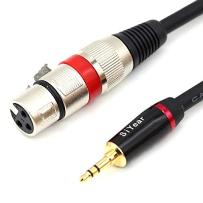 Abbildung von SiYear Mikrofonkabel, 3,5 mm Mini Klinkenstecker Stereo auf XLR Buchse, unsymmetrisch, 0,3 cm 3 polig, Verbindungskabel, Adapter, 1,5 m