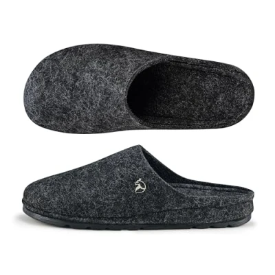 Abbildung von ESTRO Filzpantoffeln Herren Hausschuhe Filz Winter Warm mit Gummisohle Pantoffeln F05 (Schwarz, 43 EU)