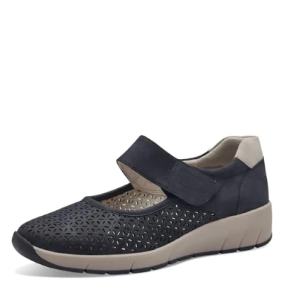Abbildung von Jana Damen Halbschuhe mit Klettverschluss Vegan, Blau (Navy), 37 EU