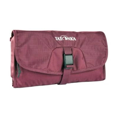 Abbildung von Tatonka Small Travelcare Kulturbeutel Flache Waschtasche zum Aufhängen mit Fächern und Spiegel bordeaux red 25 x 17 4 cm