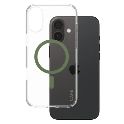 Abbildung von Apple iPhone 16 Plus Hülle MagSafe Recycelter Kunststoff PanzerGlass Hard Case/Backcover Handyhülle Grün Shockproof/Stoßfest