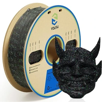 Abbildung von YOUSU 3D Drucker Filament, PLA 1,75 mm, Laser Paillette Serie, Galaxy Schwarz 1 kg (2,2 lbs).