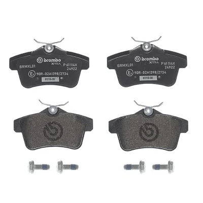 Abbildung von BREMBO P 61 114X Bremsbelagsatz exkl. Verschleißwarnkontakt mit Anti Quietsch Blech, Bremssattelschrauben ohne Zubehör PEUGEOT: 5008 I, 508 I SW