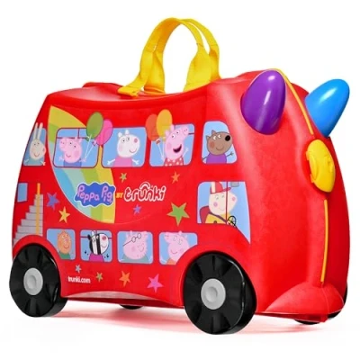 Abbildung von TRUNKI x Peppa Pig Kinderkoffer Zum Aufsitzen Mitnehmen in die Kabine zugelassenes Kindergepäck, 18 l Kinderreisetasche, auf Rädern für Mädchen und Jungen