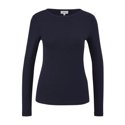 Abbildung von s.Oliver MIT Rippstruktur Langarmshirt, Damen, Größe: 38, Navy