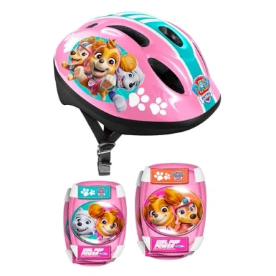 Abbildung von STAMP Unisex Jugendliche Helm + Ellbogen &amp; Knie Schutz. PAW Patrol Pink Combo Elbow Knee Pads, SKIDS Control