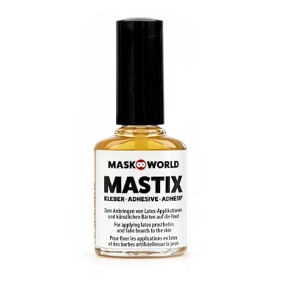 Abbildung von Mastix Hautkleber Pinselflasche 10ml Kleber für falsche Bärte, Haare, Elfen Ohren Theater, Film, Make Up Artists, LARP, Halloween