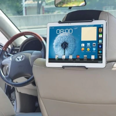 Abbildung von TFY Universal Kopfstützen Halterung für Tablet PCs mit Winkel, verstellbare Halteklammer Tablets wie iPad 9/8/7, Mini, Air, Pro, Galaxy Tab S8, A und mehr