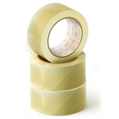 Abbildung von OFITURIA Transparentes Packband zum Verpacken von Kartons für Versand und Umzug. Siegel sichere widerstandsfähige Verpackungen (36 cms x 60 mts Transparente, 3 Rollos)