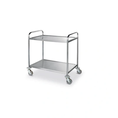 Abbildung von HENDI Servierwagen 2 Etagen 91 x 59 95 cm Edelstahl 4 Rollen max. 50 kg pro Boden für Catering, Gastro Küchenwagen