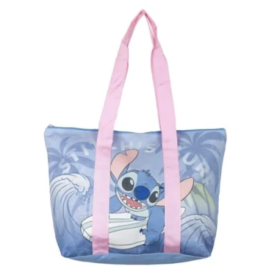 Abbildung von Disney Stitch Strandtasche, Reisetasche, Umhängetasche, Einkaufstasche Ohana Design, Geschenk für Frauen und Jugendliche (Rosa)