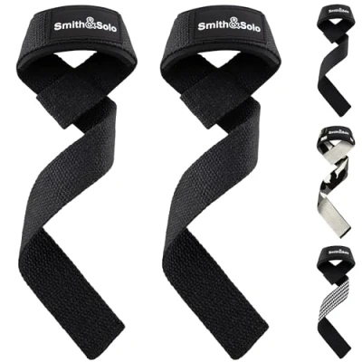 Abbildung von Smith &amp; Solo Zughilfen Krafttraining Frauen und Männer, Zughilfe Lifting Straps, Griffhilfen für Kraftsport Gym Bodybuilding, Fitness Zubehör Griffhilfe (Schwarz)