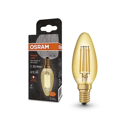 Abbildung von OSRAM LED Kerzenlampe Vintage 1906, E14 Filament 4W 824 gold