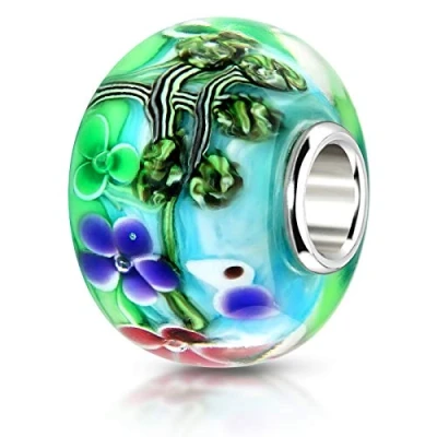 Abbildung von Materia XXL Glas Beads Charms Anhänger Silber 925 Blüten 1433