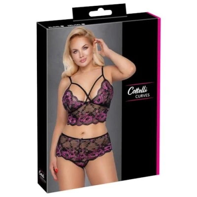 Abbildung von BH plus Slip aus edler 2 farbiger Spitze