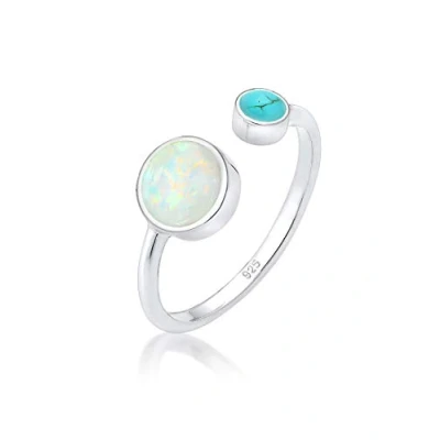 Abbildung von Elli GEO OPAL Howlith BOHO Ring, Damen, Größe: 54, Silver