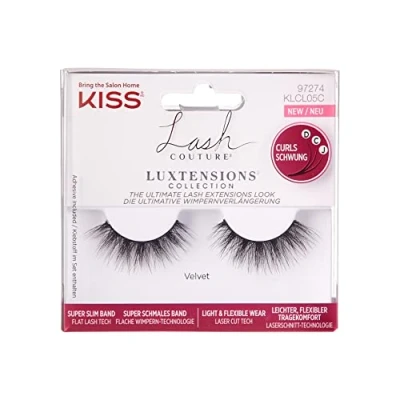 Abbildung von KISS Lash Couture LuXtensions Collection 1 Paar Fake Lashes, Velvet, leichte und flexible Faux Mink Wimper mit superschlankem Wimpernband, inklusive Wimpernkleber