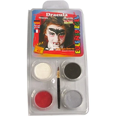Abbildung von Eulenspiegel 204030 Motiv Set Dracula, 4 Farben, 1 Pinsel, Anleitung, für ca. 40 Masken, Karneval, Motto Party