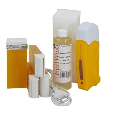Abbildung von EpilWax Wachswärmer Waxing Set für Enthaarung Haarentfernung Mit 4 Honig Roll On Wachspatronen, Gerät, 100 Vliesstreifen und Nachbehandlungsöl
