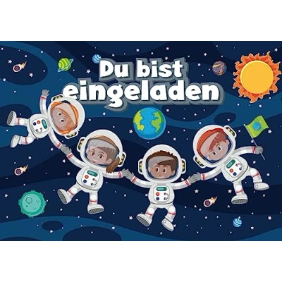 Abbildung von Edition Colibri 10 er Set ASTRONAUTEN Einladungskarten zum Kindergeburtstag oder zur Weltraum/Kosmos Party (11134)