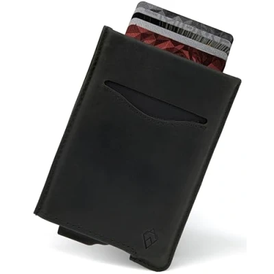 Abbildung von AKIELO Geldbörse mit RFID Schutz und Geschenkbox Stylisches Leder Herren Geldbeutel Kontaktloser Kreditkartenschutz Wallet (Alpha Schwarze Ausgabe)
