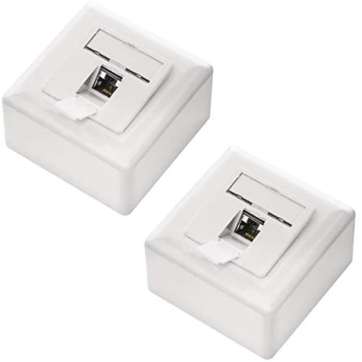 Abbildung von deleyCON 2x CAT6 Universal Netzwerkdose 1x RJ45 Port Geschirmt Aufputz oder Unterputz 1 Gigabit Ethernet Netzwerk EIA/TIA 568A&amp;B Weiß
