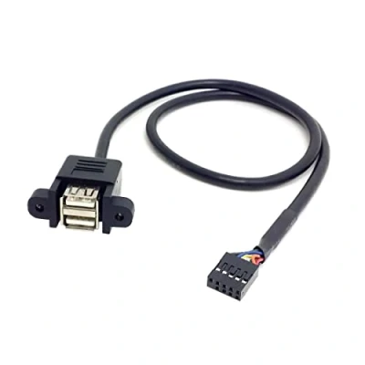Abbildung von chenyang USB 2.0 Frontpanel Header 9/10 polig 1 Stecker auf 2 Buchsen Y Splitter Mainboard Port Verlängerungskabeladapter mit Schraubpanel Löchern