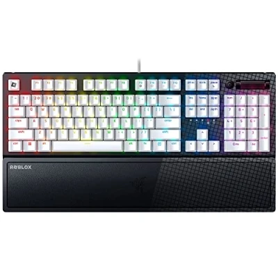 Abbildung von Razer BlackWidow V3 (Green Switch) Mechanische Gaming Tastatur (Klickende Switches, Doubleshot ABS Tastenkappen, Medientasten, Handballenauflage) QWERTY US Layout Roblox Ed.