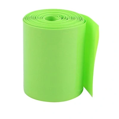 Abbildung von sourcing map 70mm Flache Breite 2.1M Länge PVC Schrumpfschlauch Grün für 18650 Akkupack