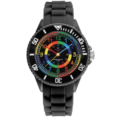 Abbildung von Alienwork Kids Lernuhr Kinderuhr Jungen Mädchen Schwarz Silikon Armband Mehrfarbig Kinder Uhr Wasserdicht 5 ATM Zeit Lernen