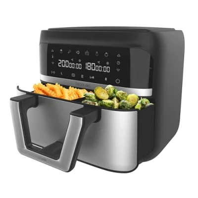 Abbildung von Cecotec Heißluftfritteuse ohne Öl 9L teilbar in 2 Air Fryer Cecofry Dual 9000. 2850W, diätetisch und digital, Touchpanel, Temperaturregelung, 6 Modi, PerfectCook Technologie