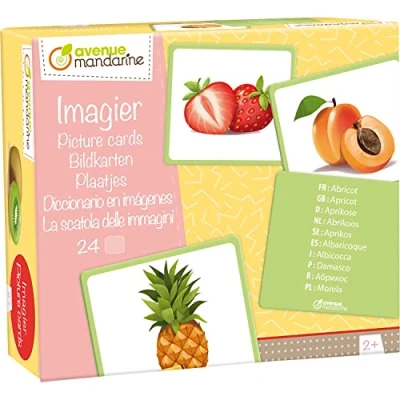 Abbildung von Avenue Mandarine JE509C Packung mit 24 Bildkarten, ideal für Kinder ab 2 Jahren, mehrsprachig, 12 Paaren, 1 Pack, Früchte
