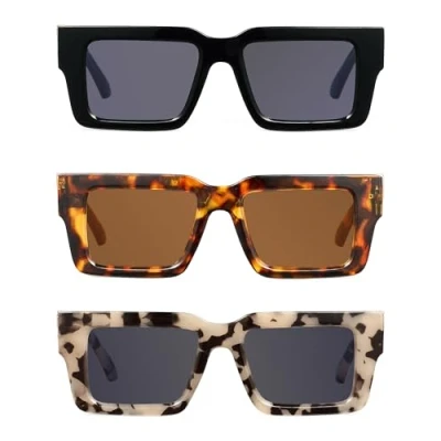Abbildung von JM Völlig Vergrößerte Sonnenbrille mit Sehstärke Damen Federscharnier, Mode Quadratische Lesebrille UV Schutz 3 Pack +2.25
