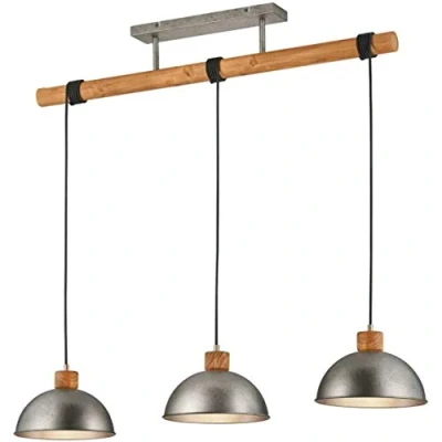 Abbildung von Trio Leuchten Pendelleuchte Delhi 303400167, Metall Nickel matt antik, Tülle Holz, exkl. 1x E27