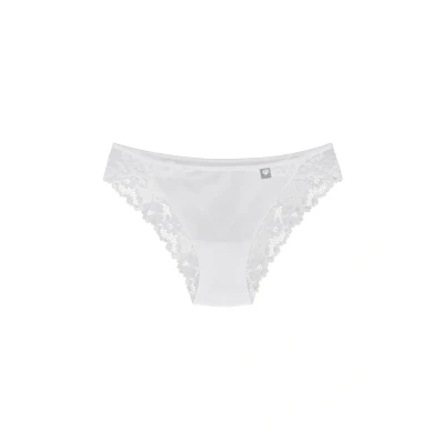 Abbildung von Wolbar Damen Slip Unterhose Spitze Unterwäsche Niedriger Bund Diamond 3518, Weiß,S