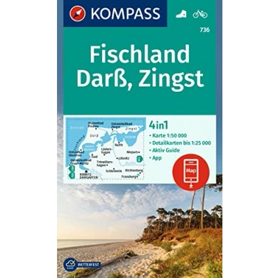 Abbildung von KOMPASS Wanderkarte 736 Fischland, Darß, Zingst 1:50.000: 4in1 Wanderkarte, mit Aktiv Guide und Detailkarten inklusive Karte zur offline Verwendung in der App. Fahrradfahren.
