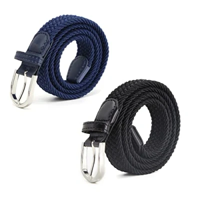 Abbildung von AnJuHoPa Kinder Gürtel Elastik stretch für Jungen Mädchen,Mehrfarbiger stoffgürtel Damen 2,5 cm breite 80 länge mit Metallschnalle