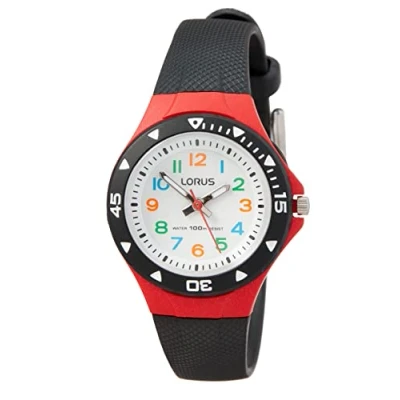 Abbildung von Lorus Kids Mädchen Uhr Edelstahl und Kunststoff mit Urethanband R2345MX9