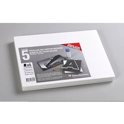 Abbildung von Clairefontaine 193657C Packung (mit 5 Schaumkartons, DIN A4, 21 x 29,7 cm, mm, säurefrei, leicht und fest, geeignet für Dekorationsarbeiten, zur Bilderrahmung, zum Modellieren) 5er Pack weiß