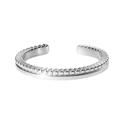 Abbildung von Purelei® Malihini Coin Ring Adjustable Filigraner, größenverstellbarer in Gold, Silber und Roségold Orientalisch inspiriertes Design Größen S/M M/L Edelstahl (M/L, Silber)