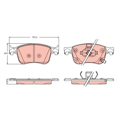 Abbildung von TRW GDB2342 Bremsbelagsatz mit akustischer Verschleißwarnung FORD: KUGA 2, Focus Mk4 Turnier, Hatchback, FORD USA: Edge Mk2