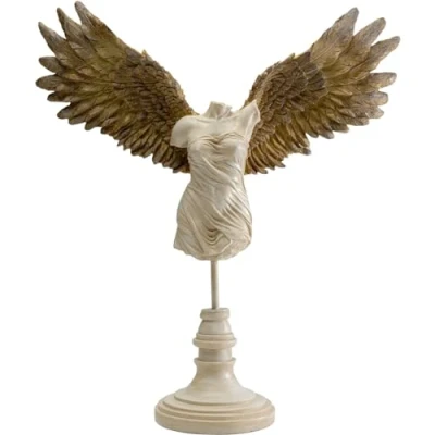 Abbildung von Kare Design Deko Figur Guardian Angel Female, Weiß/Gold, Handgefertigt, Unikat, Engel, Objekt fürs Wohnzimmer, für Regal, Große Dekoration, 42x47x14 cm (H/B/T)