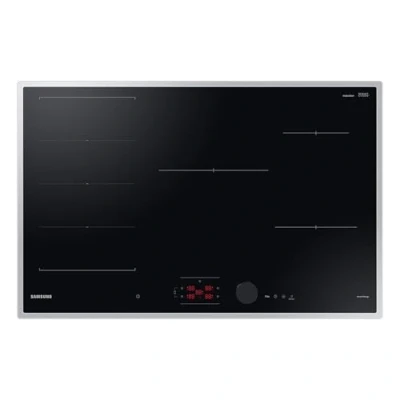 Abbildung von Samsung Autarkes Induktionskochfeld, 80 cm große Herdplatte, Slim Fit, Magnetischer Bedienknebel und Sensortasten mit Slider, Wi Fi Steuerung, Flex Zone Plus, NZ85C6058HK/U1